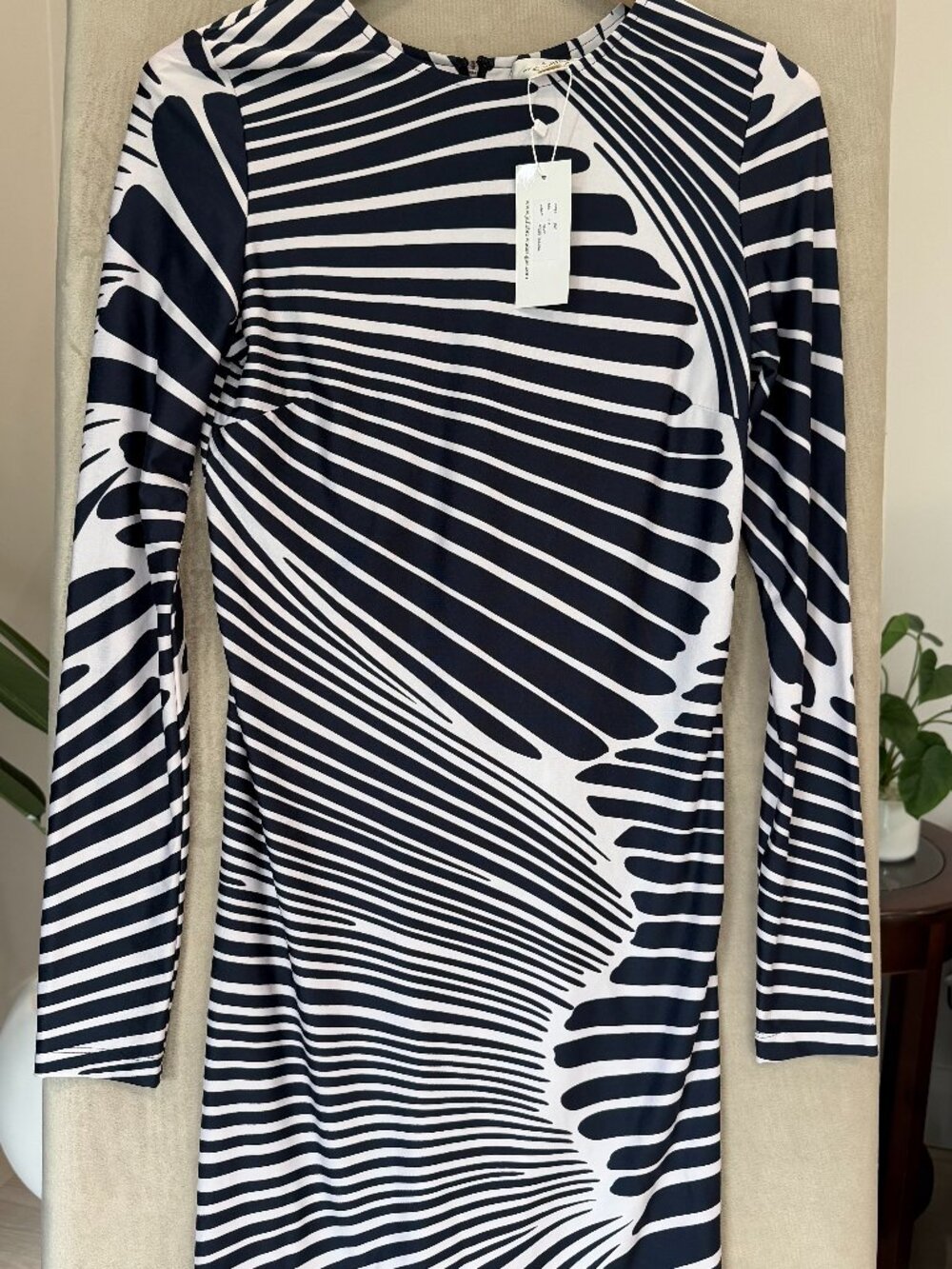 JB by Julie Brown NWT Navy White Geometric Long Sleeve Dress L